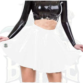PVC Pleated A-Line Mini Skater Skirt for Women – Wet Look Patent Leather